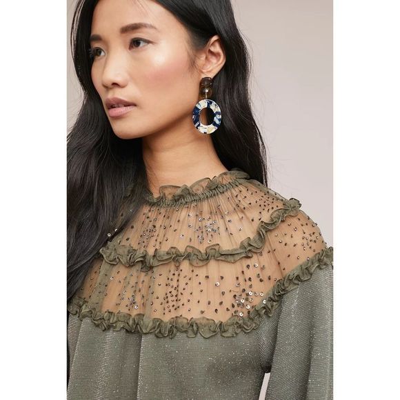 RARE Ranna Gill Anthropologie Bowen Ruffle Top NWT Medium - Picture 2 of 10